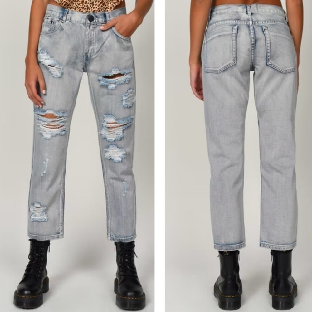 TOBI Silver Lake Balboa Denim Ripped Distressed Crop Boyfriend Jeans Casual 26‎